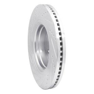 Dodge Ram 1500 Brake Rotor (1) - Front Right - R1 Concepts - Drilled & Slotted - Silver - `04-`06